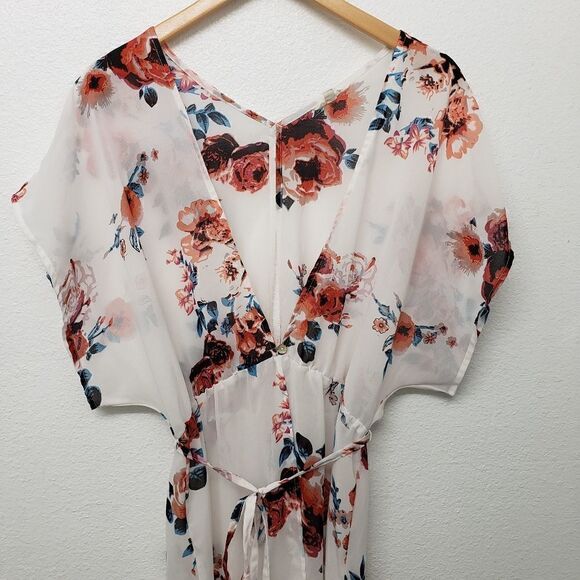 Sim & Sam Floral Sheer Boho Upen Front  Cover Up Kimono Size S/M - Picture 2 of 10